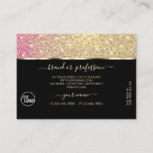 ラグジュアリーピンクパープル金ゴールドグリッタースターとロゴ 名刺 (裏面)