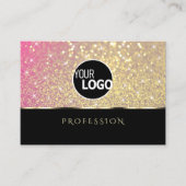 ラグジュアリーピンクパープル金ゴールドグリッタースターとロゴ 名刺 (正面)