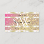 ラグジュアリーピンクパープル金ゴールドグリッタースターイニシャル 名刺 (正面)