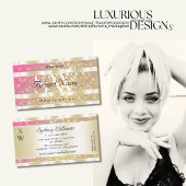 ラグジュアリーピンクパープル金ゴールドグリッタースターイニシャル 名刺