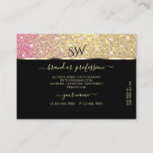 ラグジュアリーピンクパープル金ゴールドグリッタースターズアンドイニシャル 名刺 (裏面)