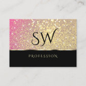 ラグジュアリーピンクパープル金ゴールドグリッタースターズアンドイニシャル 名刺 (正面)