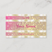 ラグジュアリーピンクパープル金ゴールドグリッタースターズエレガンス 名刺 (正面)