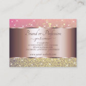 ラグジュアリーピンクパープル金ゴールドグリッタースターズバラ金ゴールド 名刺 (裏面)