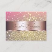 ラグジュアリーピンクパープル金ゴールドグリッタースターズバラ金ゴールド 名刺 (正面)
