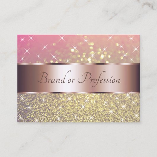 ラグジュアリーピンクパープル金ゴールドグリッタースターズバラ金ゴールド 名刺 (正面)