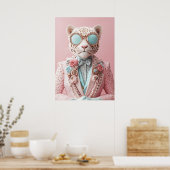 ラグジュアリーピンクヒョウ優雅さ ポスター (キッチン)