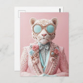 ラグジュアリーピンクヒョウ優雅さ ポストカード (正面/裏面)