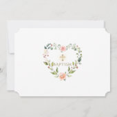 ラグジュアリーピンクフローラ金ゴールドグリッターフォトガールバプテスマ 招待状 (裏面)