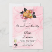 ラグジュアリーピンクブラックフローラインキングブランチ&バブリーI 招待状 (正面)