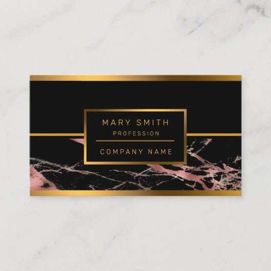 ラグジュアリーピンクブラックマーブルカスタマイズビジネスカード 名刺 (正面)