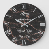 ラグジュアリーピンクブラックマーブルカスタマイズラージクロック ラージ壁時計 (正面)