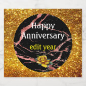 ラグジュアリーピンクブラックマーブルカスタマイズ スパークリングワインラベル (シングルラベル)