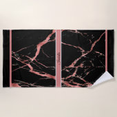 ラグジュアリーピンクブラックマーブルカスタマイズ ビーチタオル (正面)