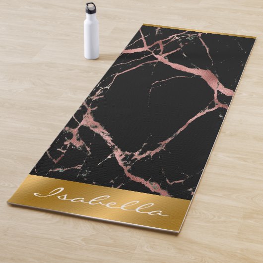 ラグジュアリーピンクブラックマーブルカスタマイズ ヨガマット (インサイチュ)