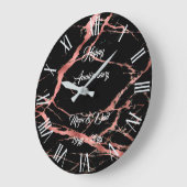 ラグジュアリーピンクブラックマーブルカスタマイズ ラージ壁時計 (傾斜)