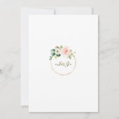 ラグジュアリーピンクホワイトフラワーズ金ゴールドフレームブライダルシャワー 招待状 (裏面)