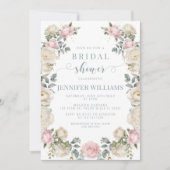 ラグジュアリーピンクホワイトフローラブライダルシャワー招待 招待状 (正面)