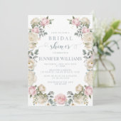 ラグジュアリーピンクホワイトフローラブライダルシャワー招待 招待状 (スタンド正面)