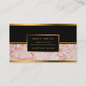 ラグジュアリーピンクローズ赤面グリッターマーブルカスタマイズ 名刺 (正面)