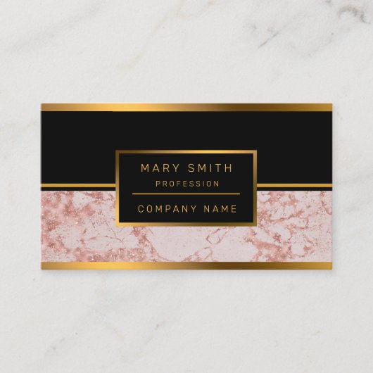 ラグジュアリーピンクローズ赤面グリッターマーブルカスタマイズ 名刺 (正面)