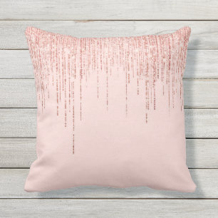 ラグジュアリーピンクローズ金ゴールドスパークリーグリッターフリンジ アウトドアクッション