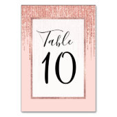 ラグジュアリーピンクローズ金ゴールドスパークリーグリッターフリンジ テーブルナンバー (正面)