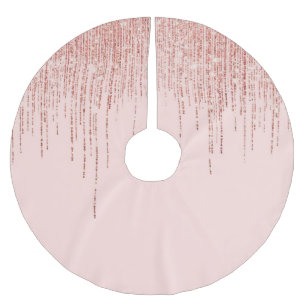 ラグジュアリーピンクローズ金ゴールドスパークリーグリッターフリンジ ブラッシュドポリエステルツリースカート