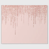 ラグジュアリーピンクローズ金ゴールドスパークリーグリッターフリンジ ラッピングペーパー (フラット)