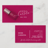 ラグジュアリーピンク爪、 ネイルカラー爪、 ネイルテックネイルサロン 名刺 (正面/裏面)