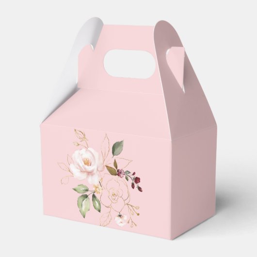 ラグジュアリーピンク赤面金ゴールドフローラガールバプテスマ フェイバーボックス (裏面サイド)