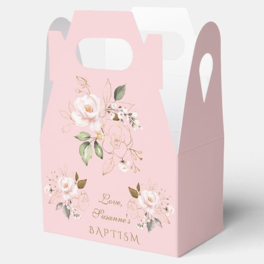 ラグジュアリーピンク赤面金ゴールドフローラガールバプテスマ フェイバーボックス (オープン)