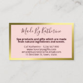 ラグジュアリーピンク金ゴールドスパバスソープ体バター 名刺 (裏面)