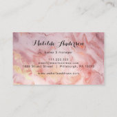 ラグジュアリーピンク金ゴールドマーブルアゲートモノグラムモダン 名刺 (裏面)