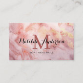ラグジュアリーピンク金ゴールドマーブルアゲートモノグラムモダン 名刺 (正面)
