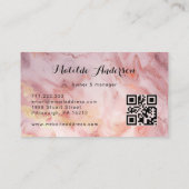 ラグジュアリーピンク金ゴールドマーブルアゲートモノグラムQRコード 名刺 (裏面)