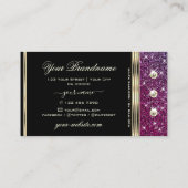 ラグジュアリーピンク&パープルグリッターダイヤモンド金ゴールドブラック 名刺 (裏面)