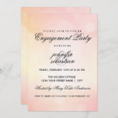 ラグジュアリーピンク《写真》ぼけ味ライトシック婚約パーティ 招待状 (正面/裏面)