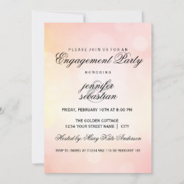 ラグジュアリーピンク《写真》ぼけ味ライトシック婚約パーティ 招待状