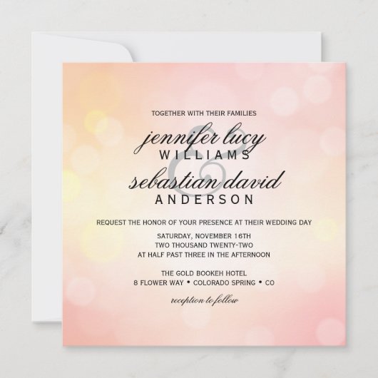 ラグジュアリーピンク《写真》ぼけ味ライトシック結婚ズ 招待状 (正面)