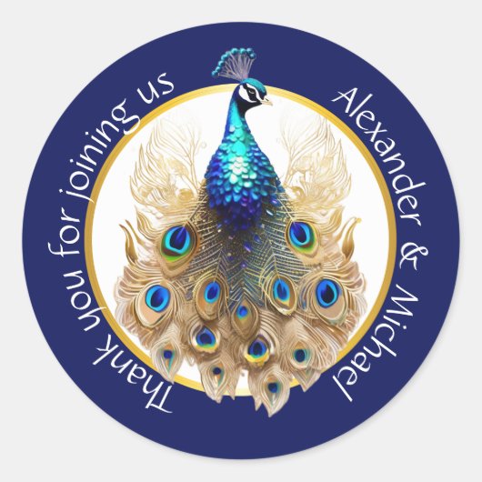 ラグジュアリーピーコックブルー感謝してい金ゴールドユー5Dシック ラウンドシール (正面)