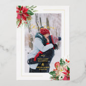 ラグジュアリーファンシーイニシャルフローラクリスマスブケッツ 箔招待状 (正面)