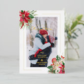 ラグジュアリーファンシーイニシャルフローラクリスマスブケッツ 箔招待状 (立ち正面)