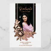 ラグジュアリーファンシートレンディーフローラアーチ卒業パーティー 箔招待状 (正面)