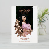 ラグジュアリーファンシートレンディーフローラアーチ卒業パーティー 箔招待状 (立ち正面)