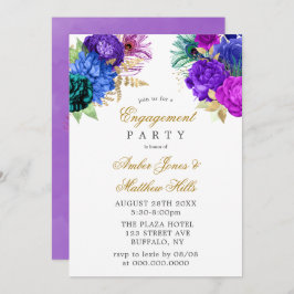 ラグジュアリーフィエスタピーコックグリッター婚約パーティ 招待状