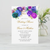 ラグジュアリーフィエスタピーコック金ゴールドウェディングシャワー招待状 (スタンド正面)