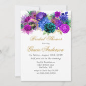 ラグジュアリーフィエスタピーコック金ゴールドブライダルシャワー 招待状 (正面)