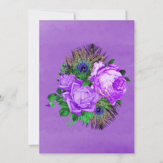 ラグジュアリーフィエスタピーコック金ゴールドブライダルシャワー 招待状 (裏面)