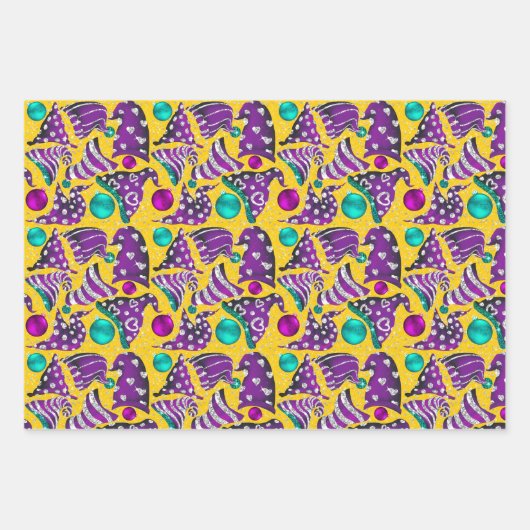 ラグジュアリーフェイクイエローグリッター格言ハットクリスマス ラッピングペーパーシート (正面)